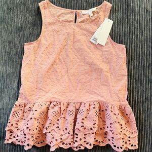 Pink Eyelet Peplum Top